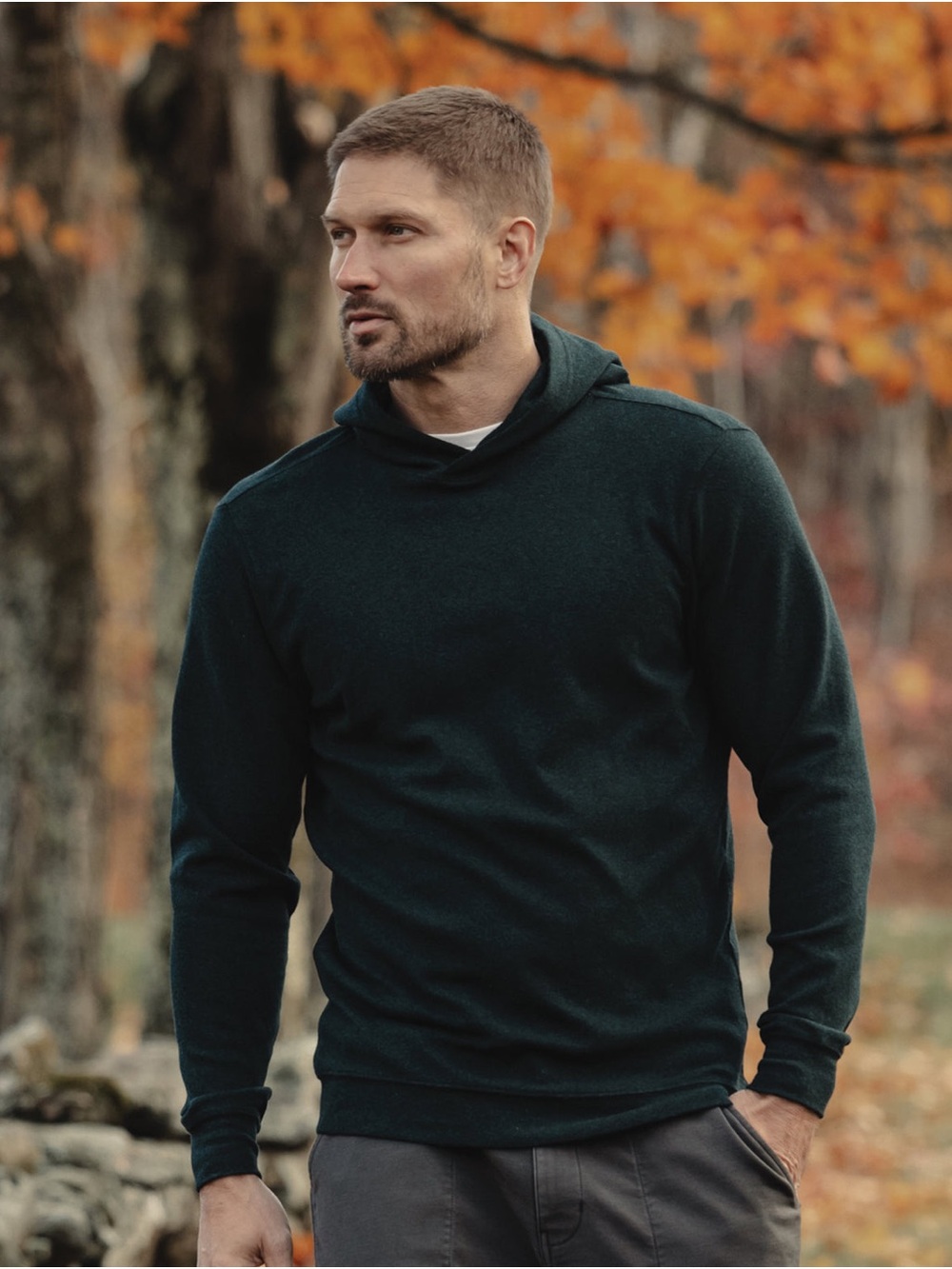 The Normal Brand Puremeso Essential Pullover Hoodie in Emerald Green